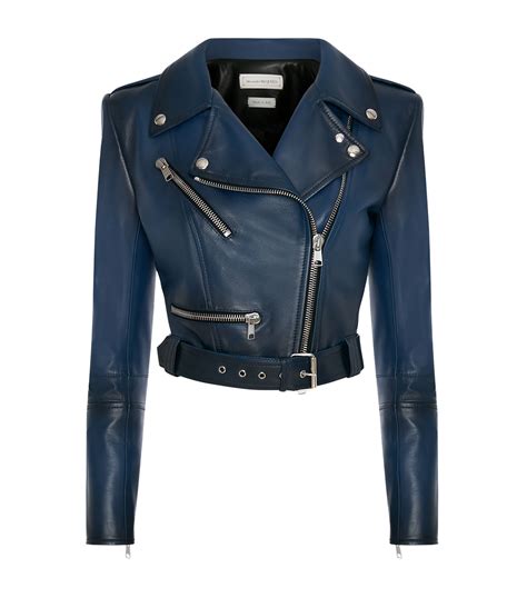 alexander mcqueen blue leather jacket.